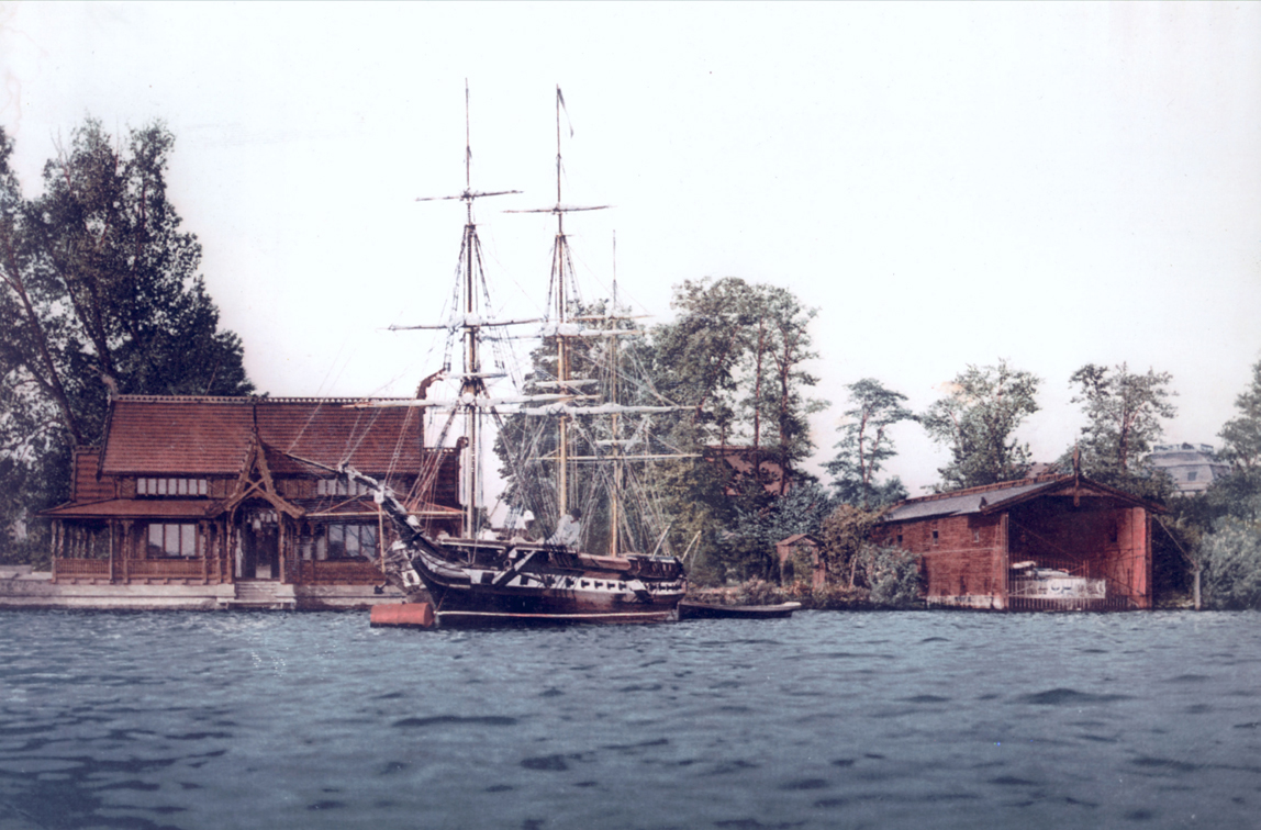 Kongsnaes Matrosenstation historische-Empfangshalle Blick von Wasserseite